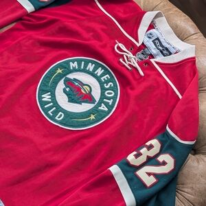 Reebok Minnesota Wild NHL Backstrom 32 Hockey Jersey Adult Size Large Red Green